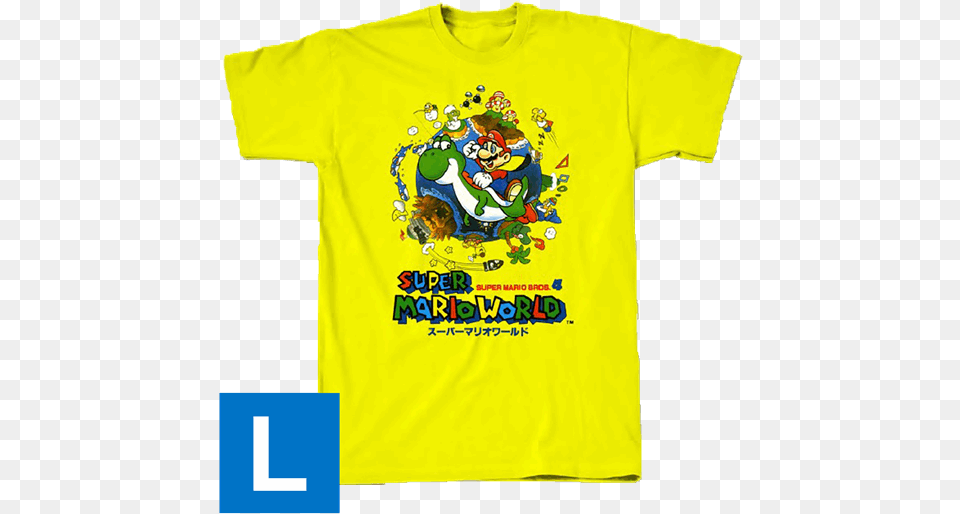 Super Mario World Men39s T Shirt Super Mario World Mario To Yoshi No Bouken Land, Clothing, T-shirt Free Png Download