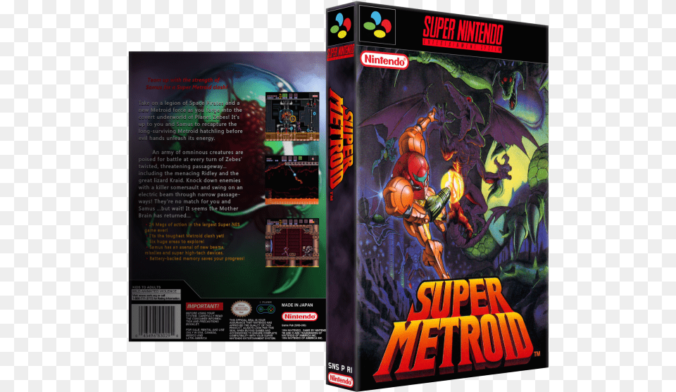 Super Metroid Box Art Cover Super Metroid Original Box, Book, Comics, Publication Png