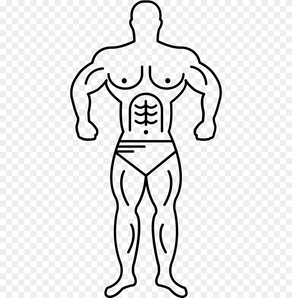 Super Muscle Man Outline Icon Free Download, Adult, Male, Person, Stencil Png