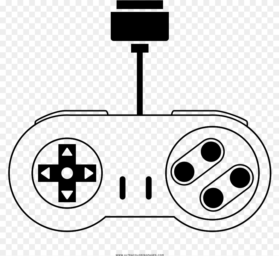 Super Nintendo Controller Coloring Page, Gray Free Transparent Png
