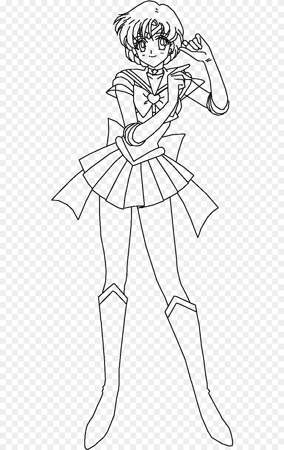 Super Sailor Mercury Line Art, Gray Png Image