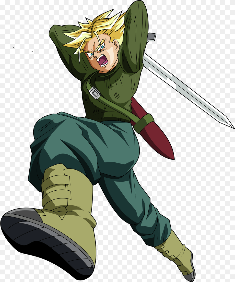 Super Saiyan Future Trunks Dragon Ball Super By Mad Future Trunks Render, Book, Comics, Publication, Person Free Png