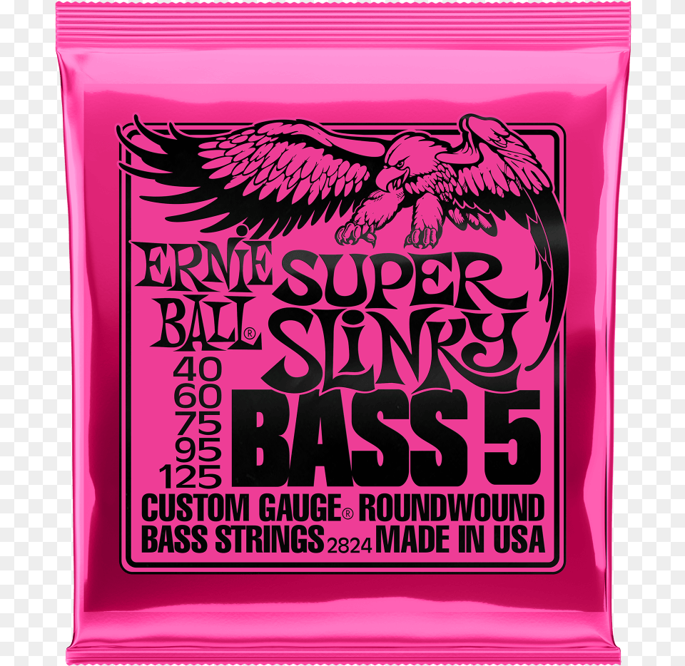 Super Slinky 5 String Nickel Wound Electric Bass Strings Ernie Ball Strings, Advertisement, Poster, Animal, Bird Png Image