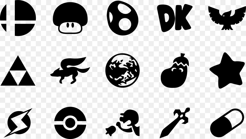 Super Smash Bros Melee Icons By One Seb Super Smash Bros Melee Character Symbols, Stencil, Symbol, Pet, Mammal Free Png Download