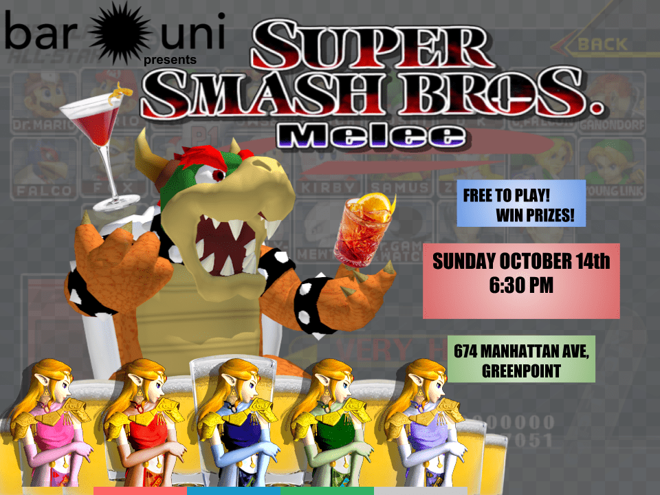 Super Smash Bros Night At Bar Uni Super Smash Bros Melee, Adult, Poster, Person, Girl Png