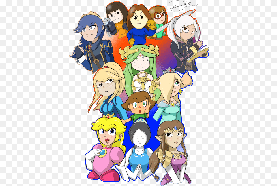 Super Smash Cool Girl Characters, Book, Comics, Publication, Baby Free Png Download