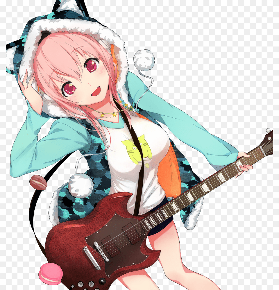 Super Sonico Guitar, Book, Comics, Publication, Musical Instrument Free Png