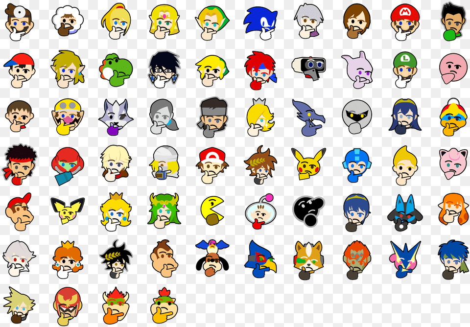 Super Thonk Bros Smash Bros Thinking Emoji Ssbu All Stock Icons, Sticker, Person, Face, Head Free Transparent Png