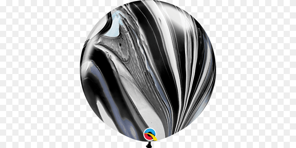 Superagate Latex Balloon Black And White Marble, Sphere Png Image