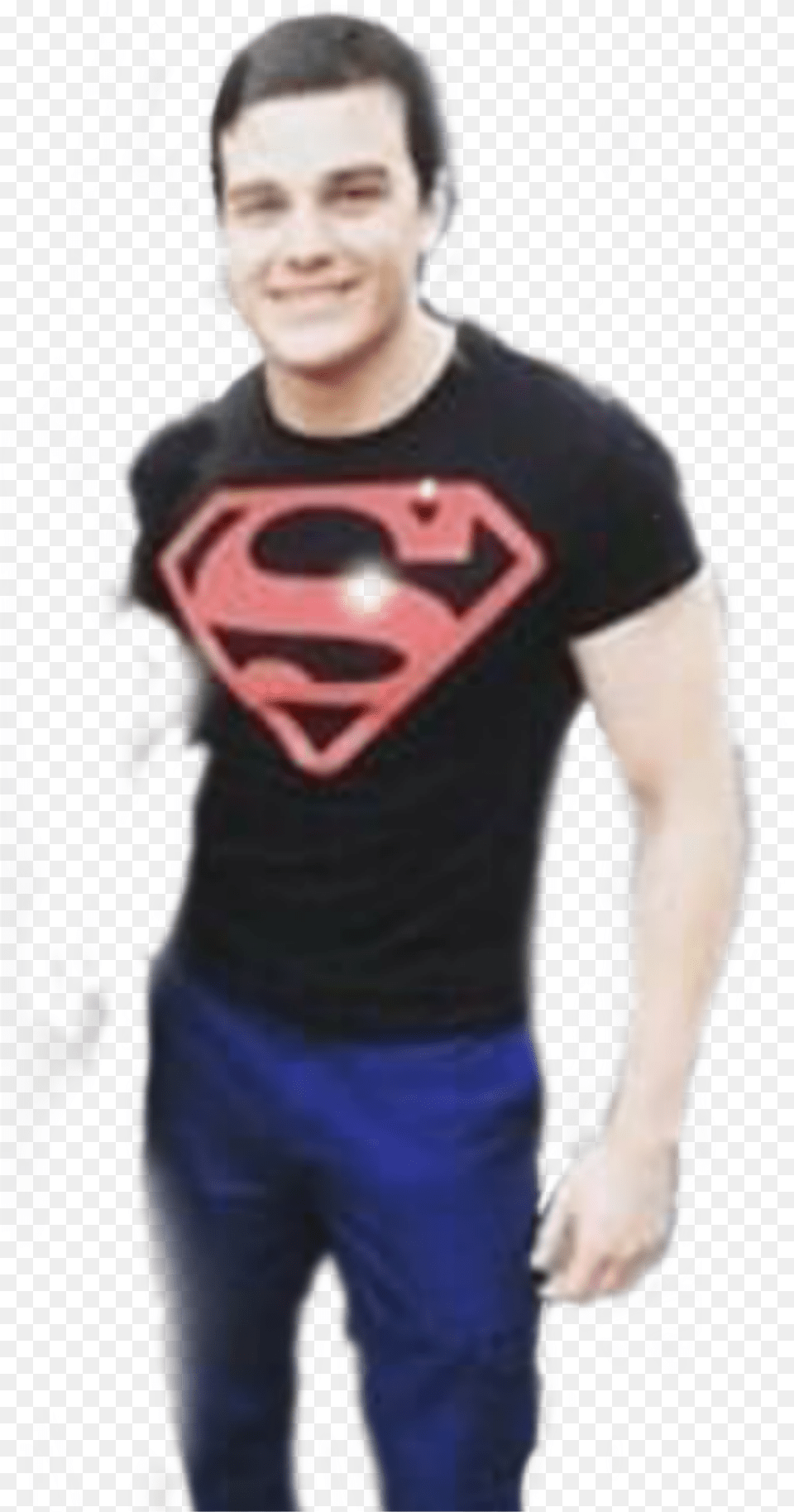 Superboy Dc Titans Comics Superhero Superman Youth Superman Red On Black Shield, T-shirt, Clothing, Shirt, Person Free Png