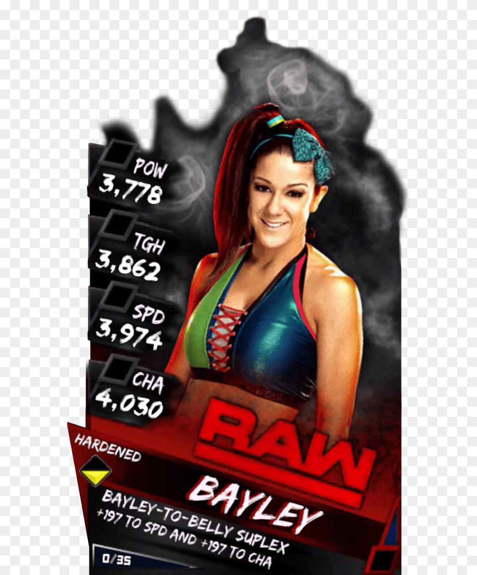 Supercard Bayley S3 Hardened Raw 9521 Cedric Alexander Wwe Supercard, Adult, Advertisement, Female, Person Png Image