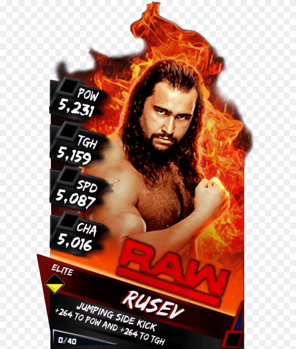 Supercard Rusev S3 Elite Raw Seth Rollins Wwe Supercards, Advertisement, Poster, Adult, Male Free Transparent Png