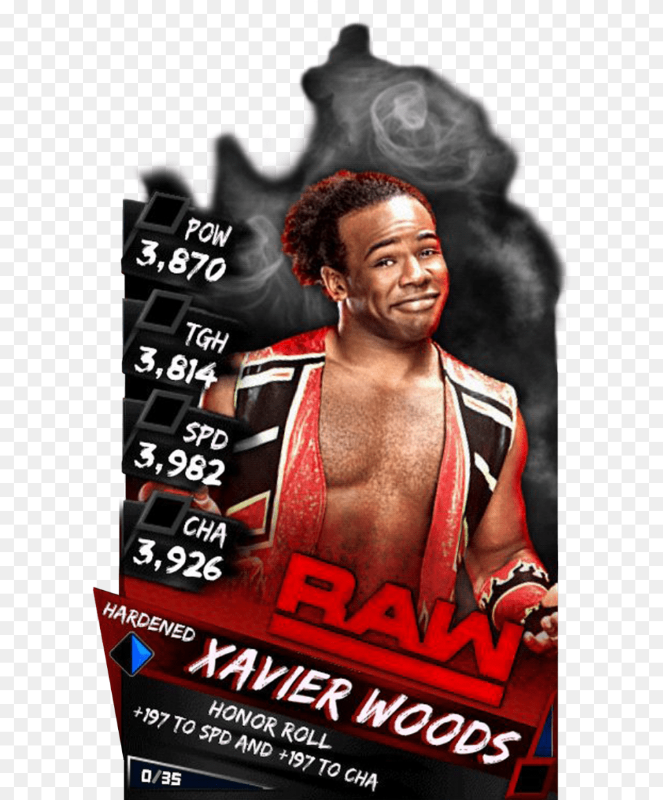 Supercard Xavierwoods S3 Ultimate Raw 9699 Supercard, Poster, Advertisement, Person, Man Free Png