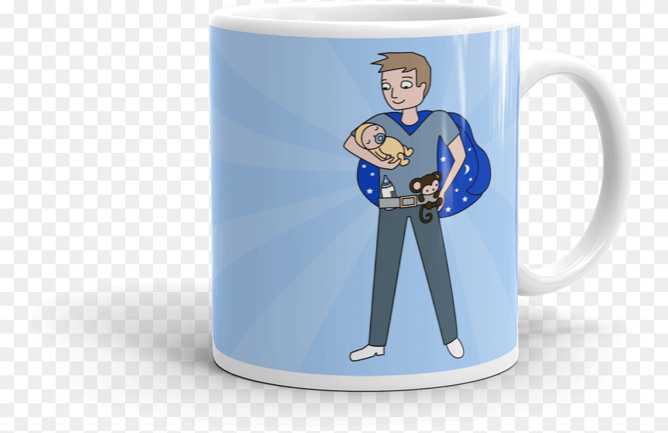 Superdad Mug Brown Hair, Cup, Person, Head, Face Free Png Download