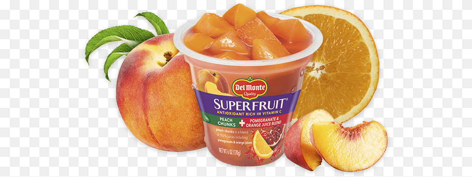 Superfruit Peach Chunks In Pomegranate U0026 Orange Juice Blend Monte, Food, Fruit, Plant, Produce Png
