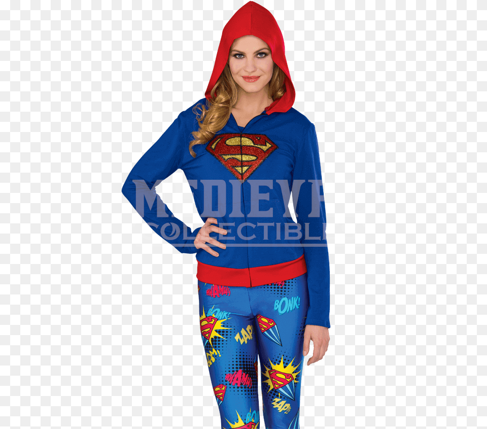 Supergirl Hoodie, Adult, Person, Woman, Female Free Png