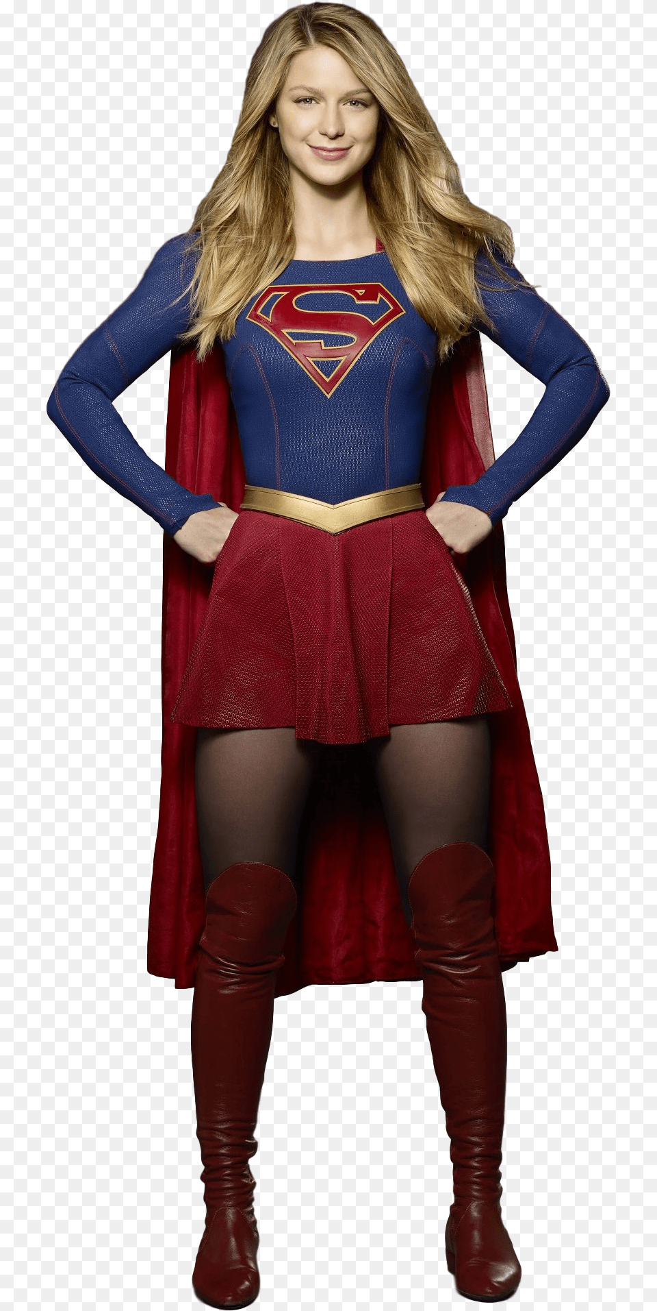 Supergirl Supergirl Wearing Wonder Boots, Cape, Clothing, Costume, Person Free Png Download