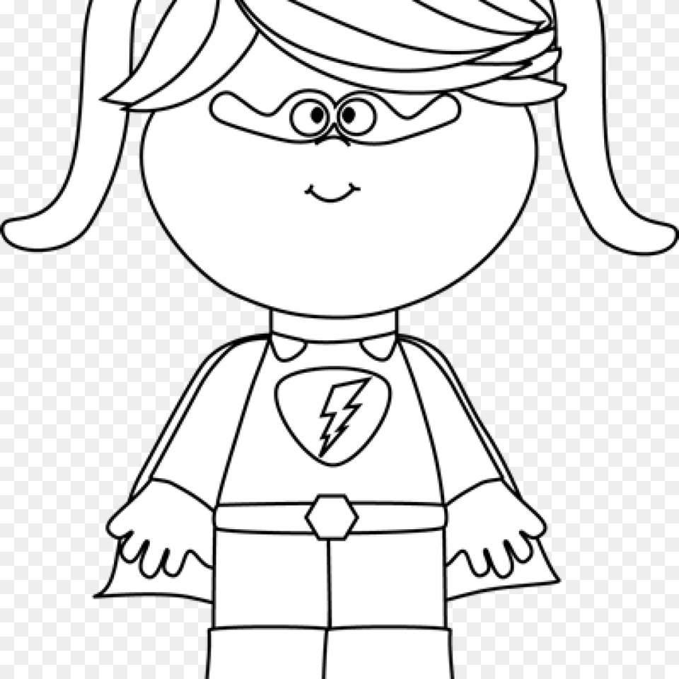 Superhero Clipart Black And White Black And White Little Clip Art, Baby, Book, Comics, Person Free Transparent Png