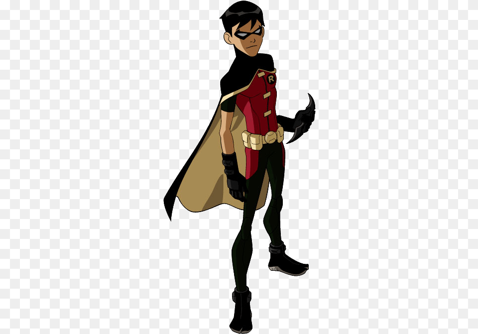 Superhero Robin File Young Justice Animated Series, Cape, Clothing, Adult, Person Free Png Download