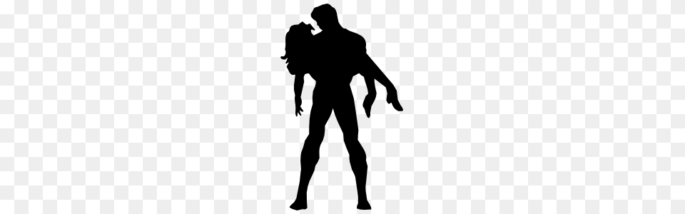 Superhero Saving Woman Sticker, Silhouette, Adult, Male, Man Png Image
