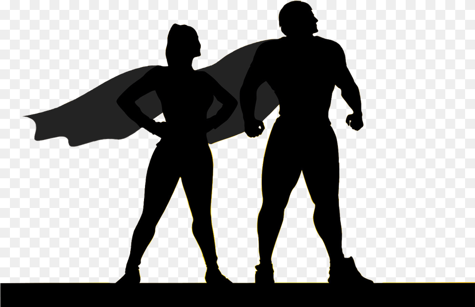Superhero Silhouette Transparent Background, Adult, Female, Male, Man Free Png