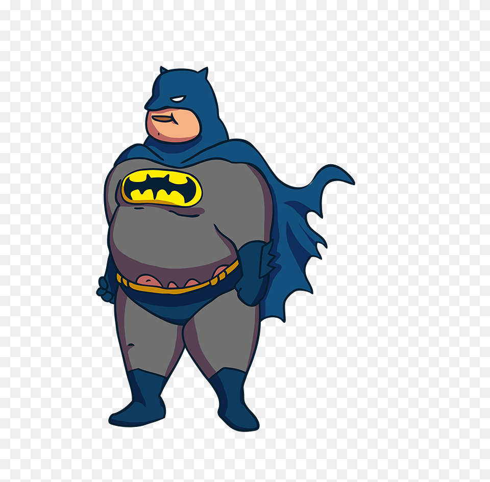 Superheroes If They Were Fat Batman Dark Knight Gotham, Baby, Person, Cartoon, Cape Png