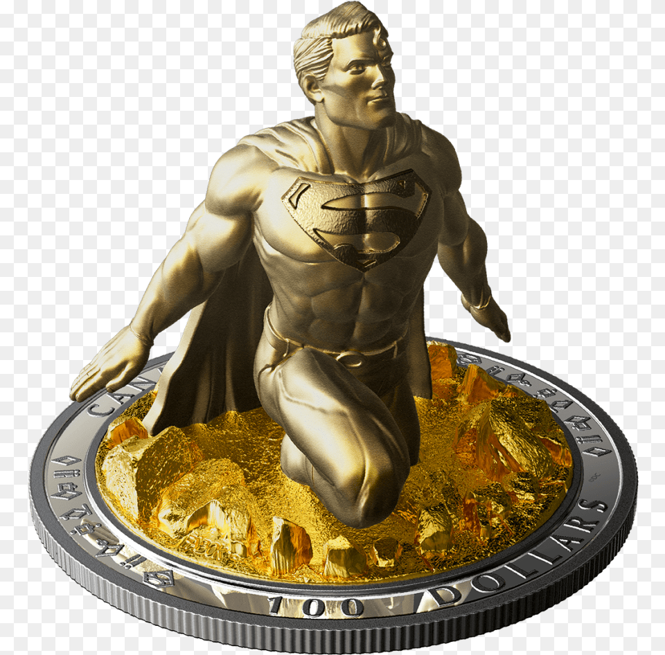 Superman 3d Coin, Adult, Gold, Male, Man Png