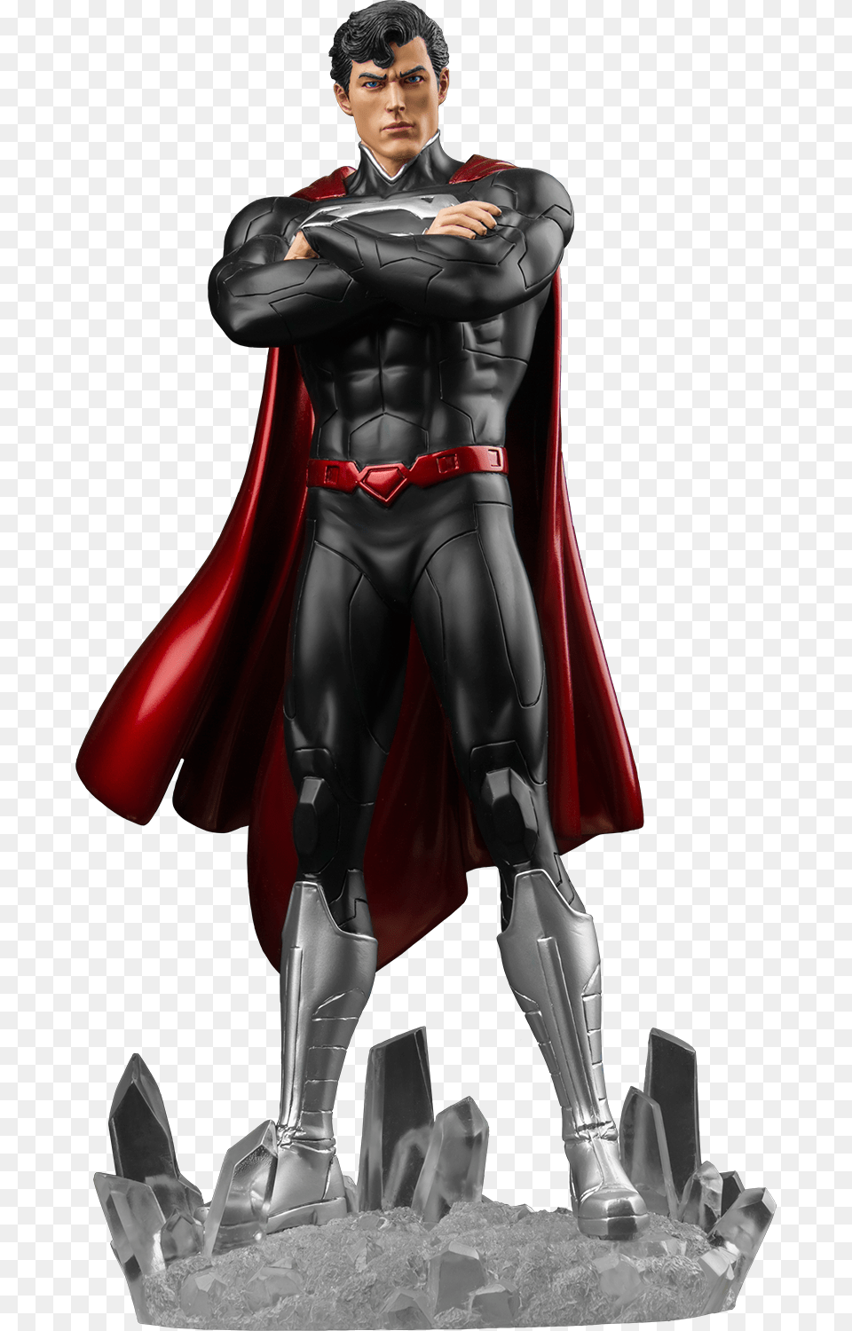 Superman Black Suit Statue, Cape, Clothing, Adult, Female Png
