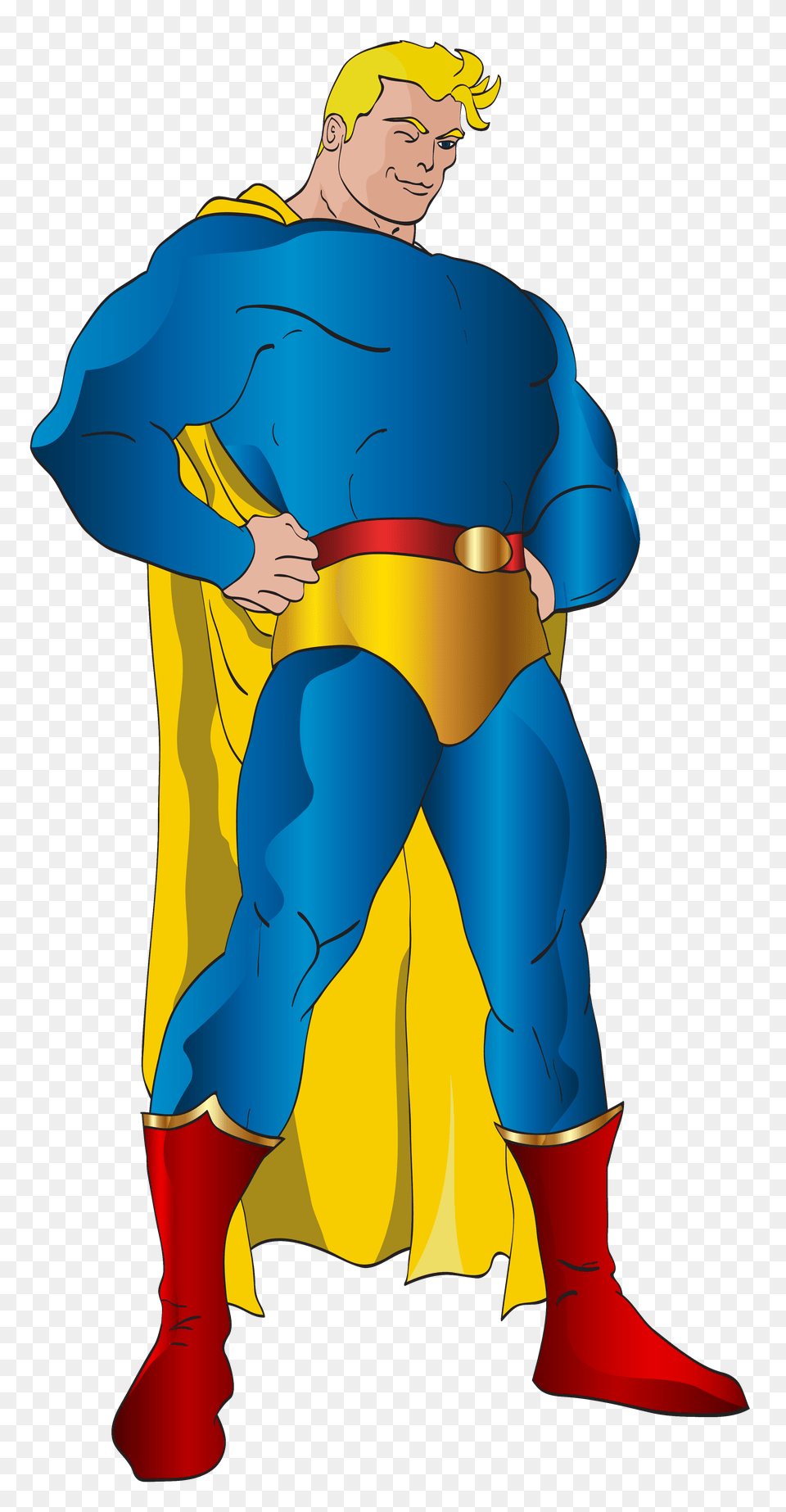 Superman Cartoon Yellow Outerwear Illustration, Clothing, Costume, Person, Adult Free Png Download