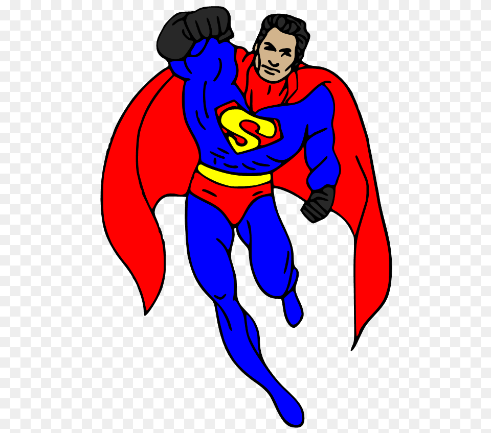 Superman Clipart Superhero Clip Art And, Cape, Clothing, Person, Book Png
