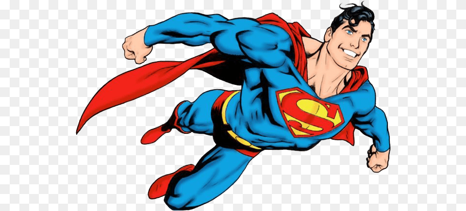 Superman Flying Pic Cartoon Flying Transparent Superman, Book, Comics, Publication, Adult Free Png Download