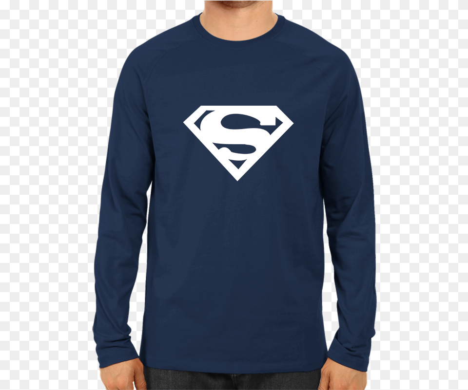 Superman Logo Full Sleeve Navy Blue Superman Full Sleeve T Shirt, Clothing, Long Sleeve, T-shirt Png