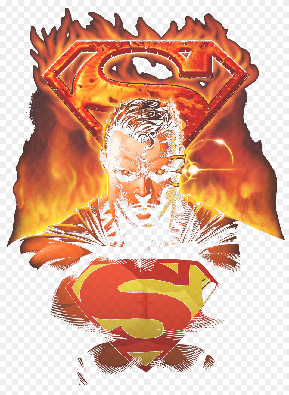 Superman Man Shirt Superman Man On Fire, Adult, Person, Face, Head Png