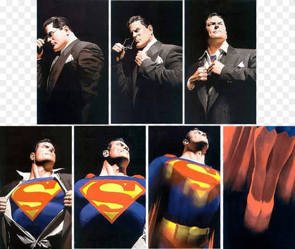 Superman Painted 6 12 Superman Canvases By Entertainart Superman Reveal, Microphone, Electrical Device, Formal Wear, Person Free Transparent Png