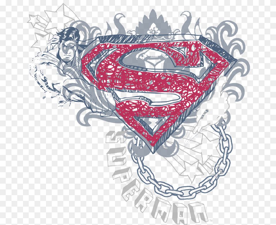Superman Star And Chains Menu0027s Regular Fit T Shirt Tau Beta Sigma Crest, Emblem, Symbol Png