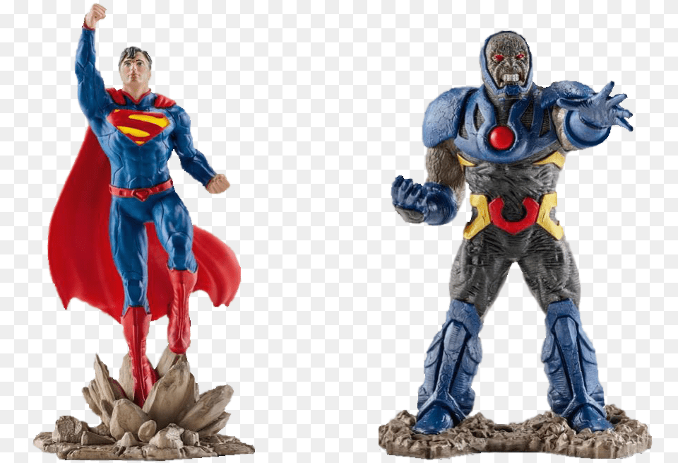Superman Vs Darkseid Figures Dc Comics Schleich Superman Darkseid, Figurine, Person, Boy, Child Free Transparent Png