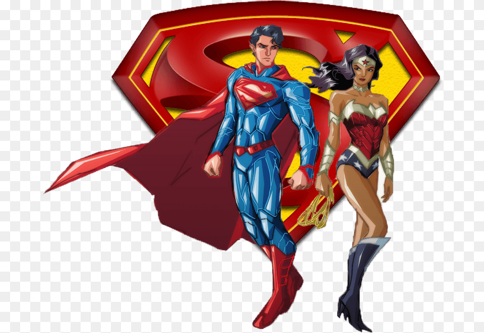 Superman Wonder Woman And Superman Cartoon, Book, Cape, Clothing, Comics Free Png