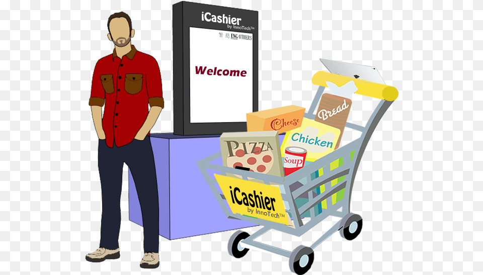 Supermarket Clipart Transparent Grocery Cart Clipart, Adult, Person, Man, Male Free Png Download