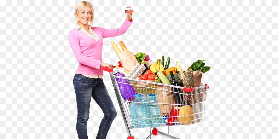 Supermarket Shopping Trolley Super Market Trolly, Person, Adult, Woman, Female Png Image