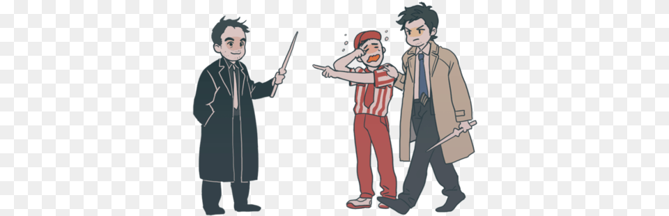 Supernatural Funny Fandom Cass And Crowley Fanart, Clothing, Coat, Adult, Person Png