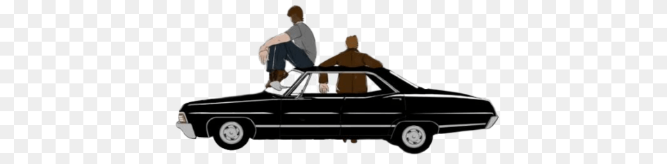 Supernatural Spn Dean Sam Winchester Sam Dean And Impala T Shirt, Car, Sedan, Transportation, Vehicle Png Image
