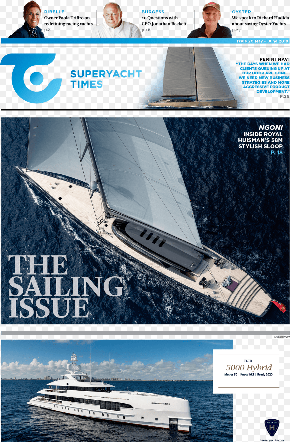 Supersail Times Press Front May 2018 Ngoni Royal Huisman, Boat, Transportation, Vehicle, Yacht Free Png