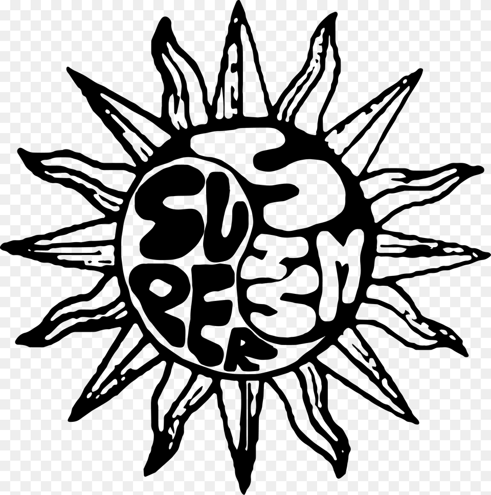 Supersism Sun Logo Illustration, Sticker, Stencil, Emblem, Symbol Png Image