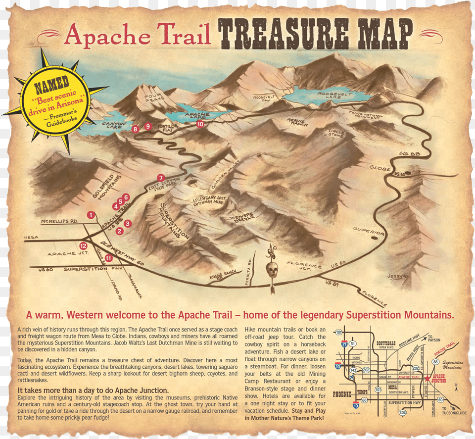 Superstition Mountain Lost Gold Map, Advertisement, Poster, Outdoors, Nature Free Png Download