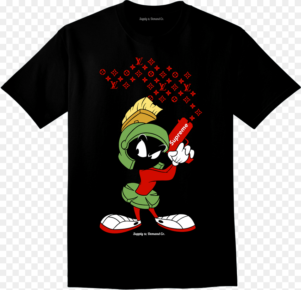 Supply Amp Demand Marvin X Lv X Supreme Black Tee Marvin The Martian Supreme, Clothing, T-shirt, Baby, Person Free Png Download