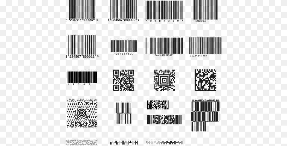 Support For All Major Barcode Types Barcode Samples With Different Symbologies, Art, Graphics, Qr Code, Pattern Png Image