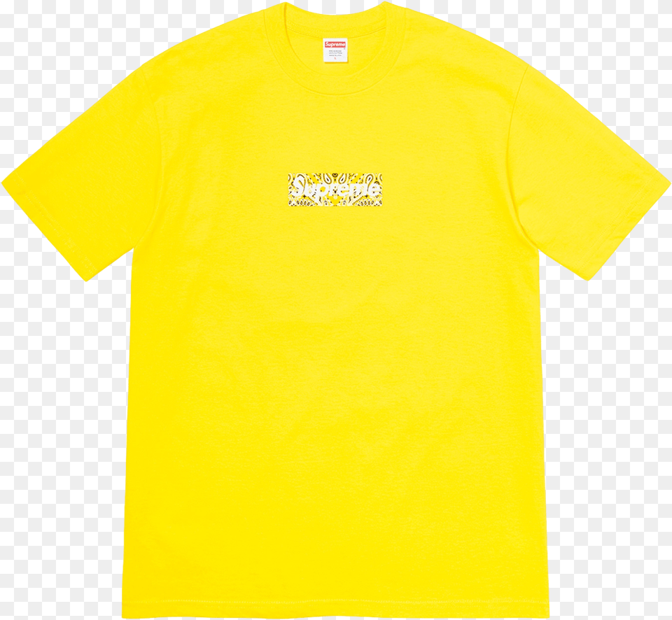 Supreme Bandana Box Logo Tee Shirt Fw19 Wethenew Supreme Bandana Box Logo Tee Yellow, Clothing, T-shirt Free Png Download