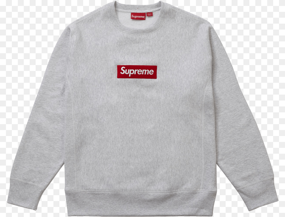 Supreme Box Logo Crewneck Ash Supreme Box Logo Crewneck, Clothing, Knitwear, Sweater, Sweatshirt Png