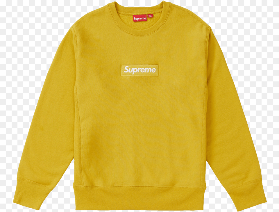 Supreme Box Logo Crewneck Yellow Supreme Box Logo, Clothing, Knitwear, Sweater, Sweatshirt Png