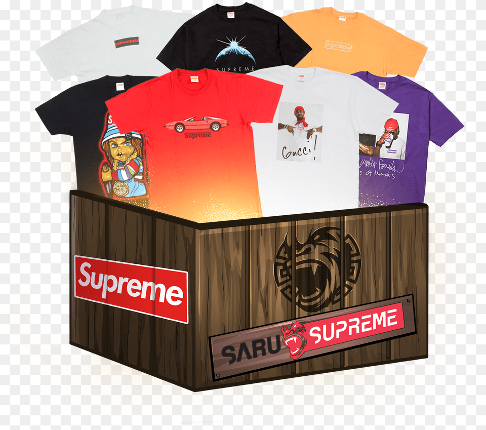 Supreme Box Logo Mystery Supreme Accessories Mystery Box, Clothing, T-shirt, Shirt, Person Free Png Download